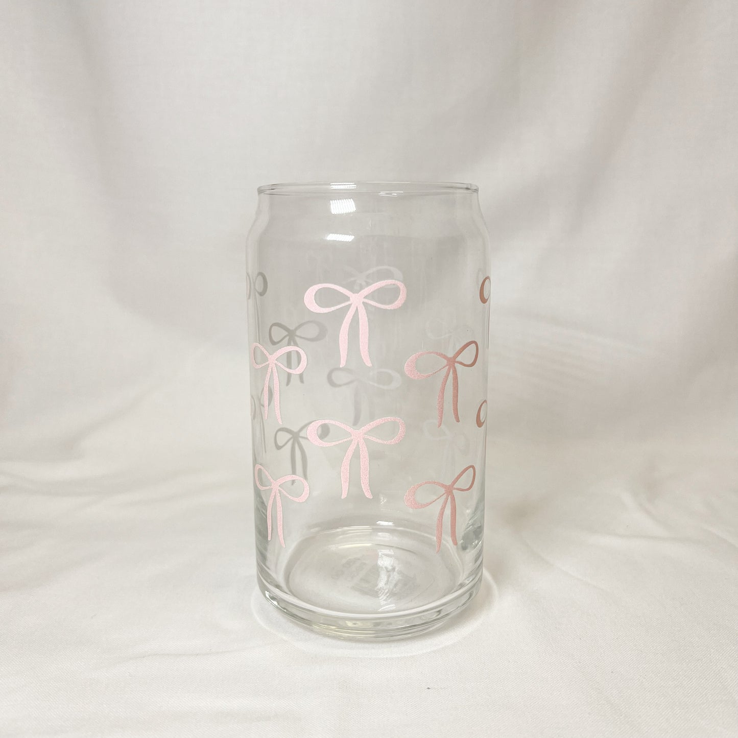 Pink Bows Glass Cup