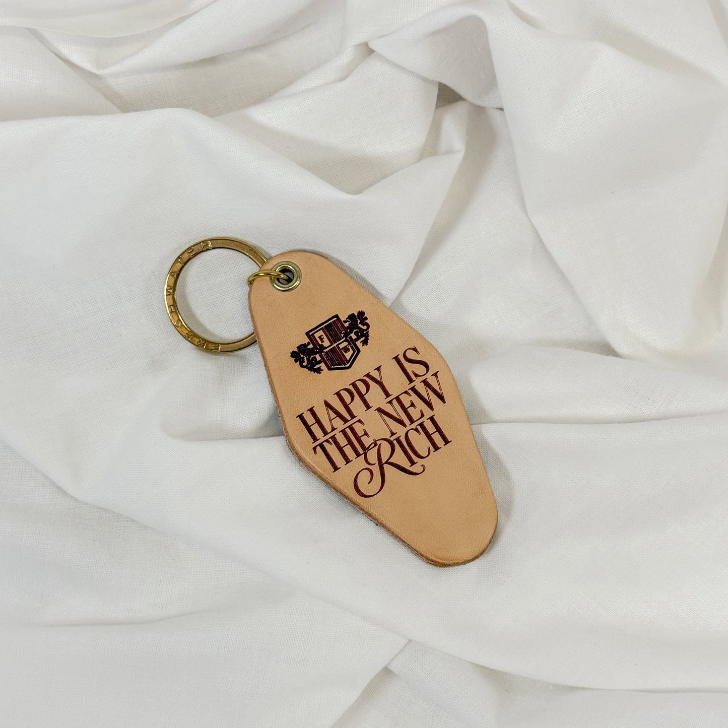 Happy Is The New Rich Keychain