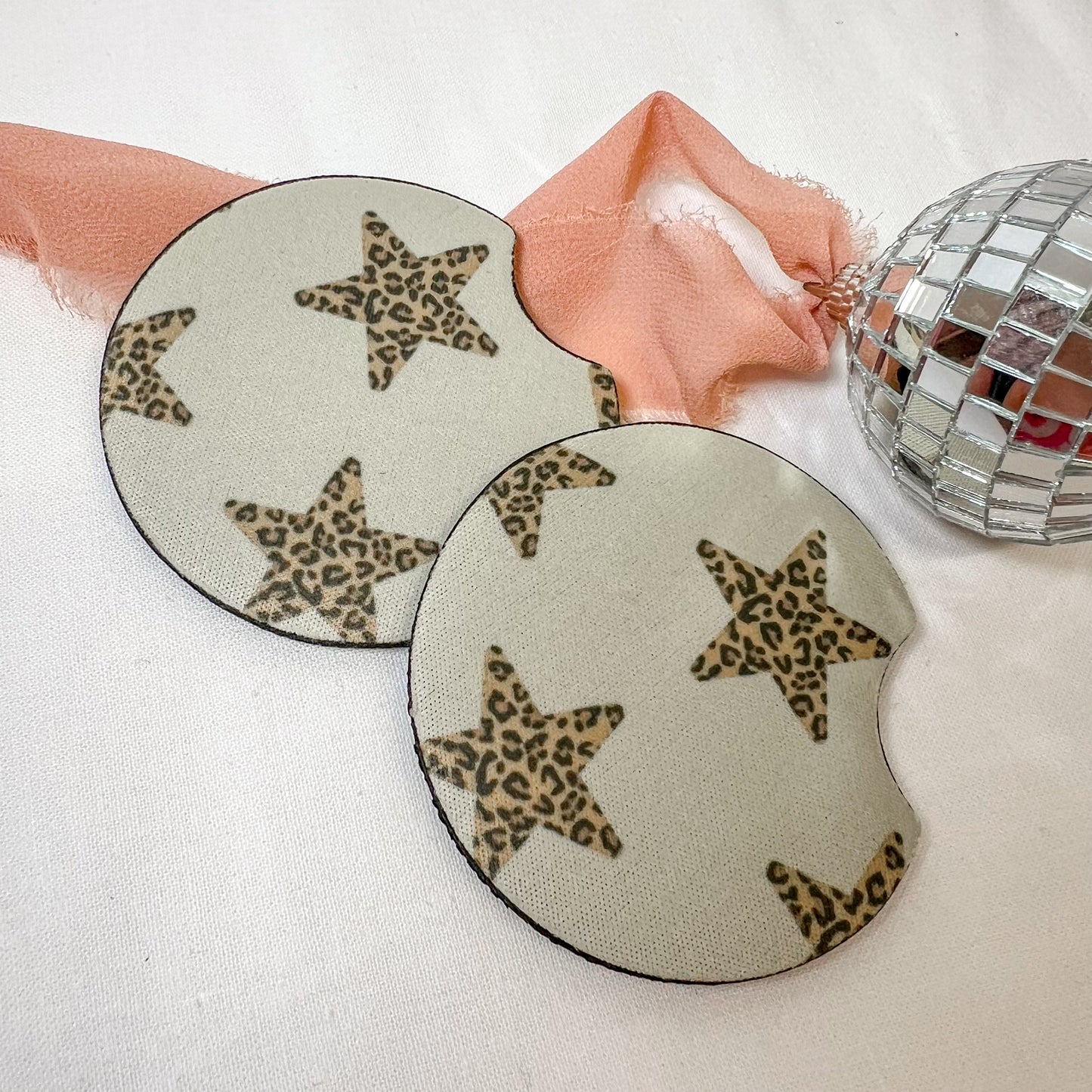 Leopard Stars Car Coaster Set