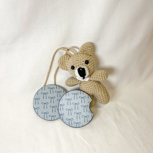 Blue Bows Car Coaster Set