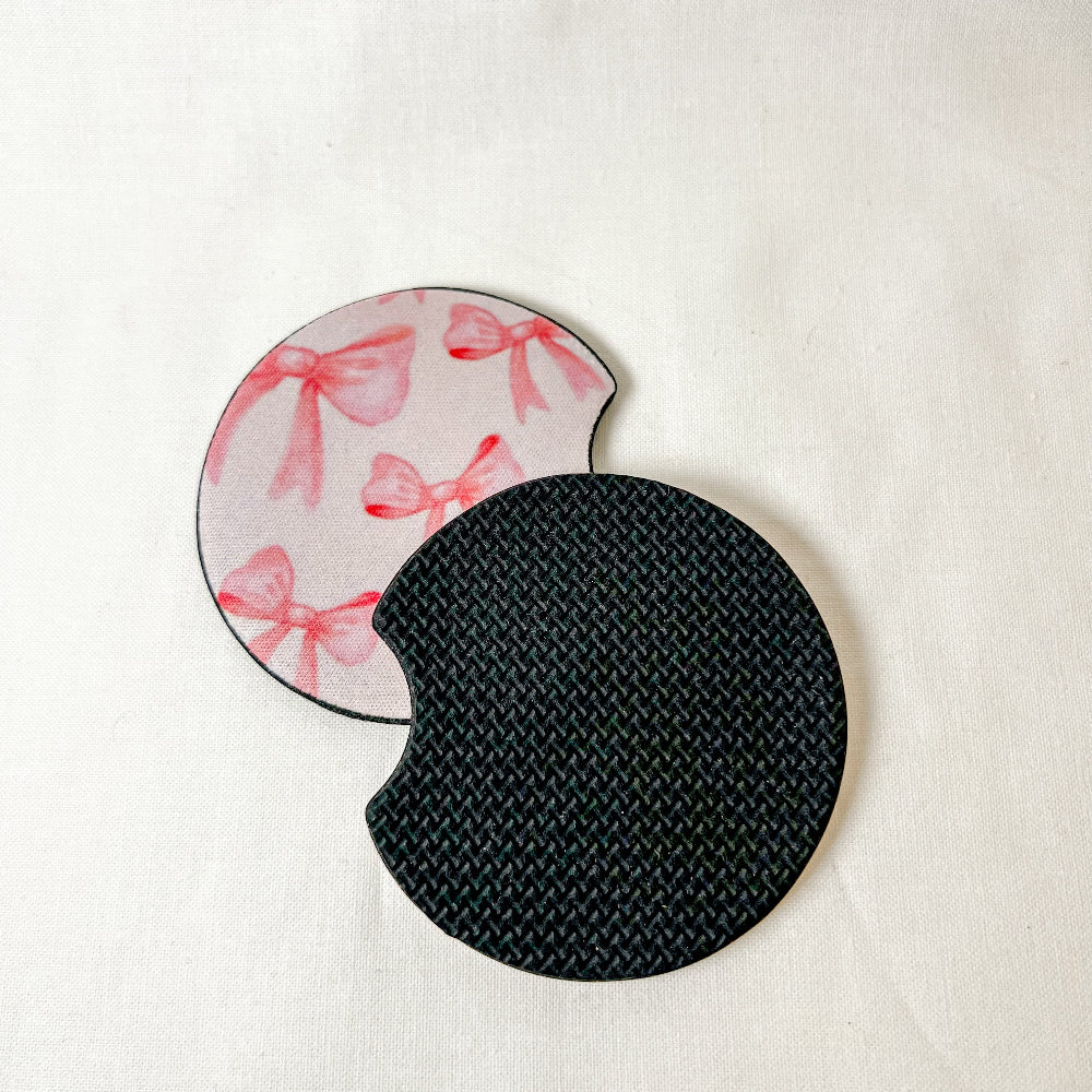 Pink Bows Car Coaster Set