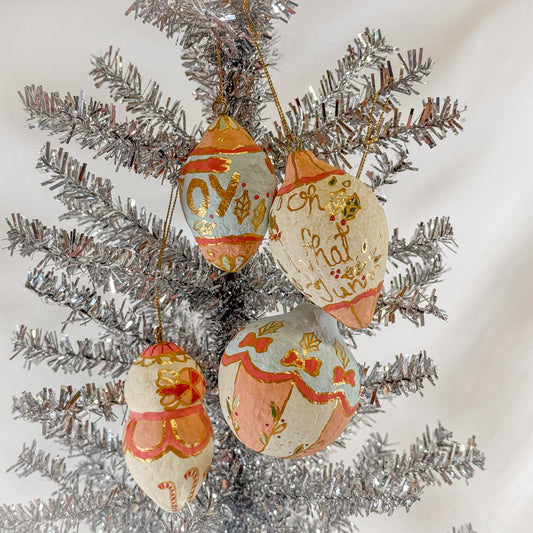 Girly Paper Mache Christmas Ornament