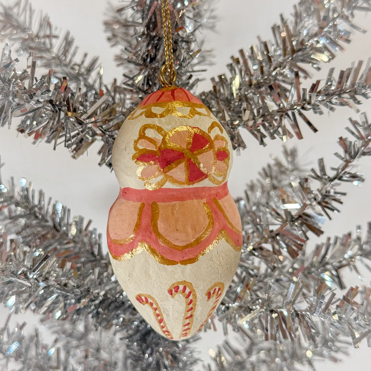 Girly Paper Mache Christmas Ornament