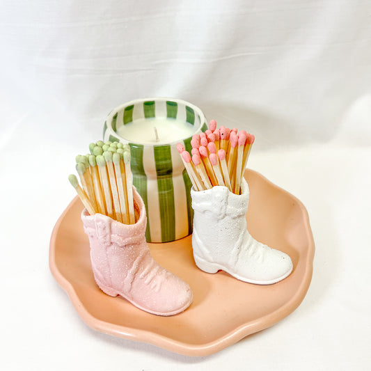 Ceramic Cowboy Boot Match Holder