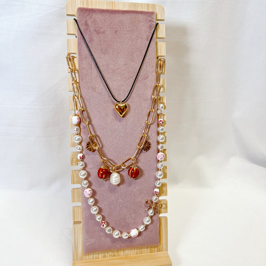 Red Porcelain Charm Necklace