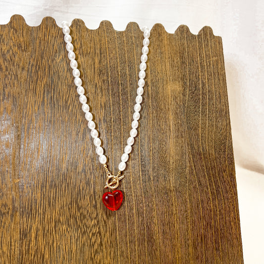Red Heart Toggle Pendant Necklace