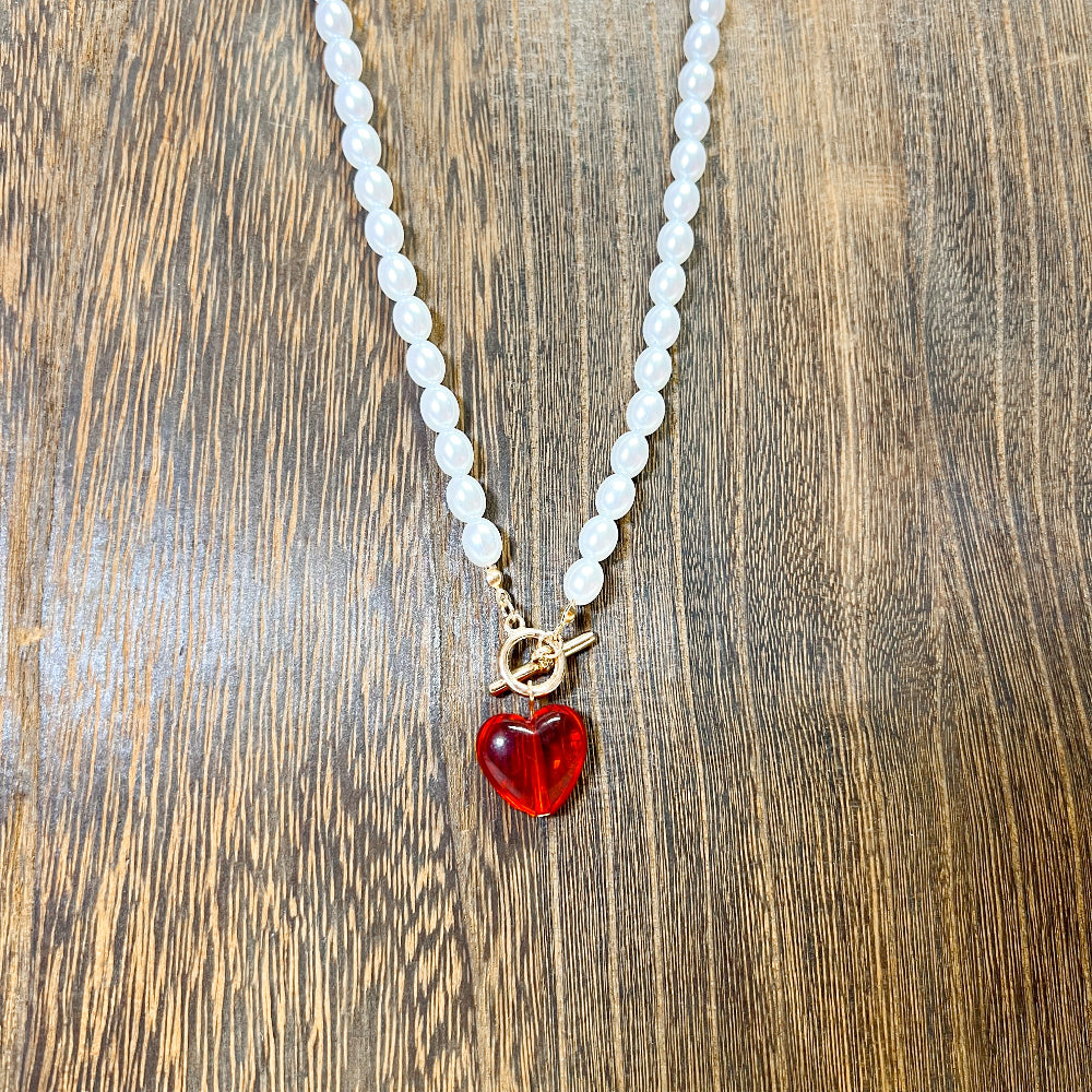 Red Heart Toggle Pendant Necklace