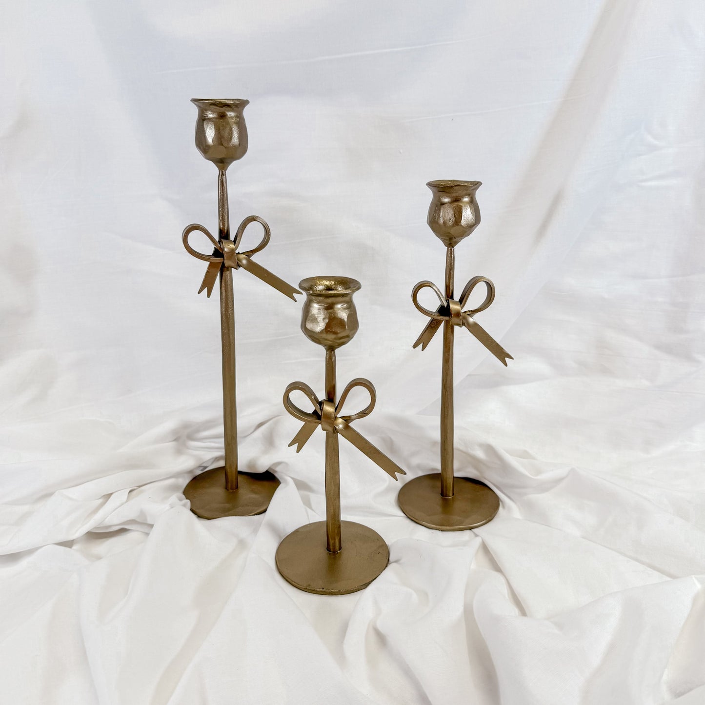 Gold Bow Candle Holder