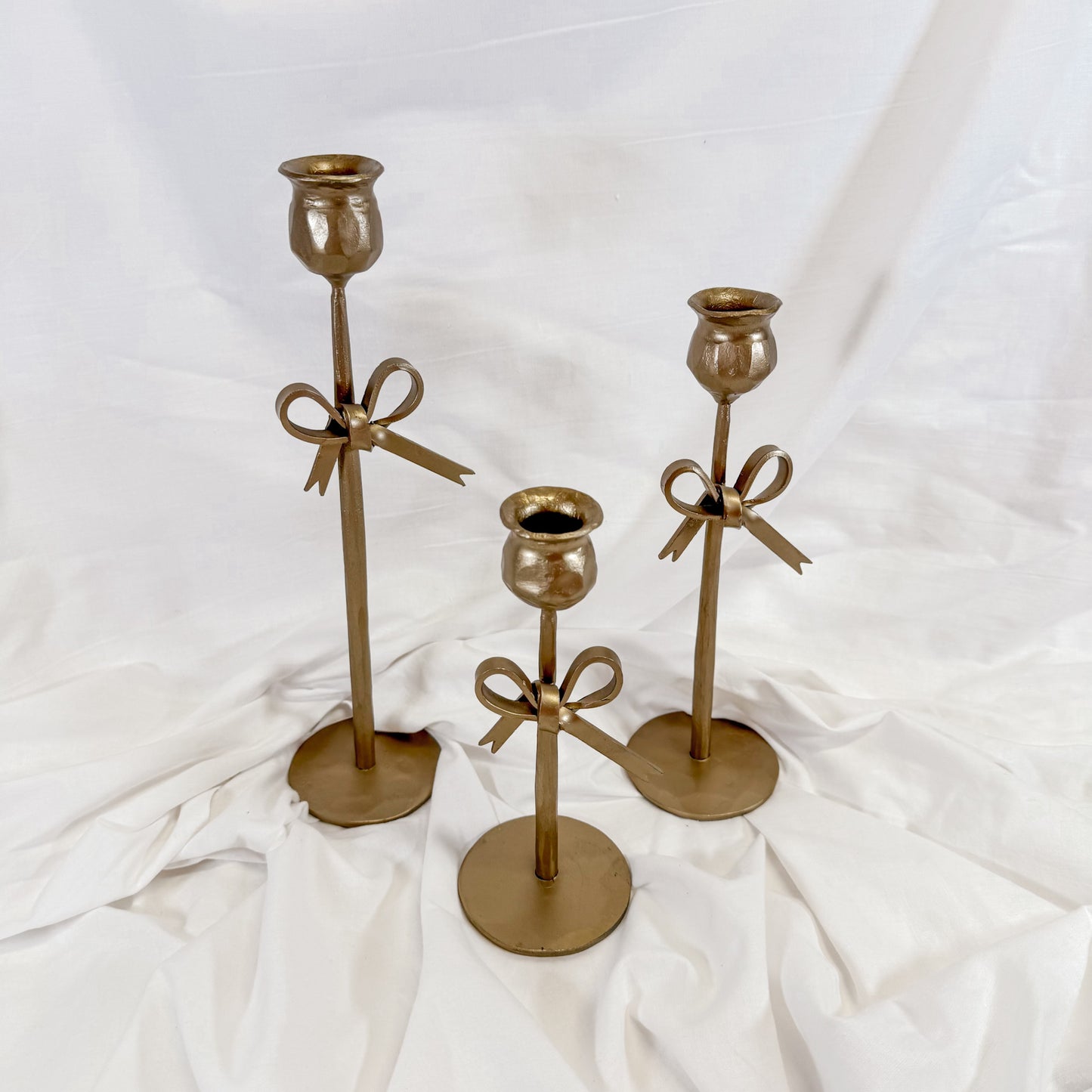 Gold Bow Candle Holder