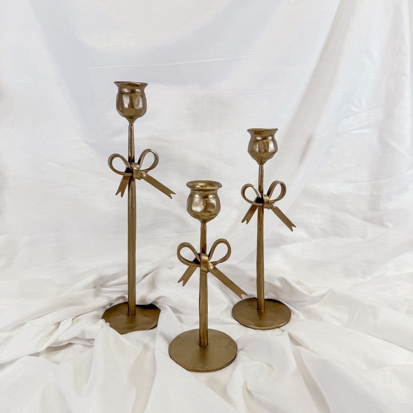 Gold Bow Candle Holder