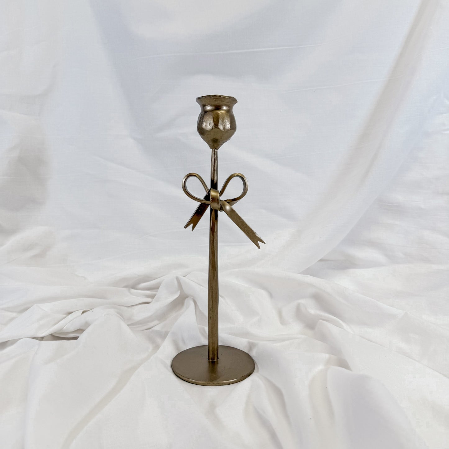 Gold Bow Candle Holder
