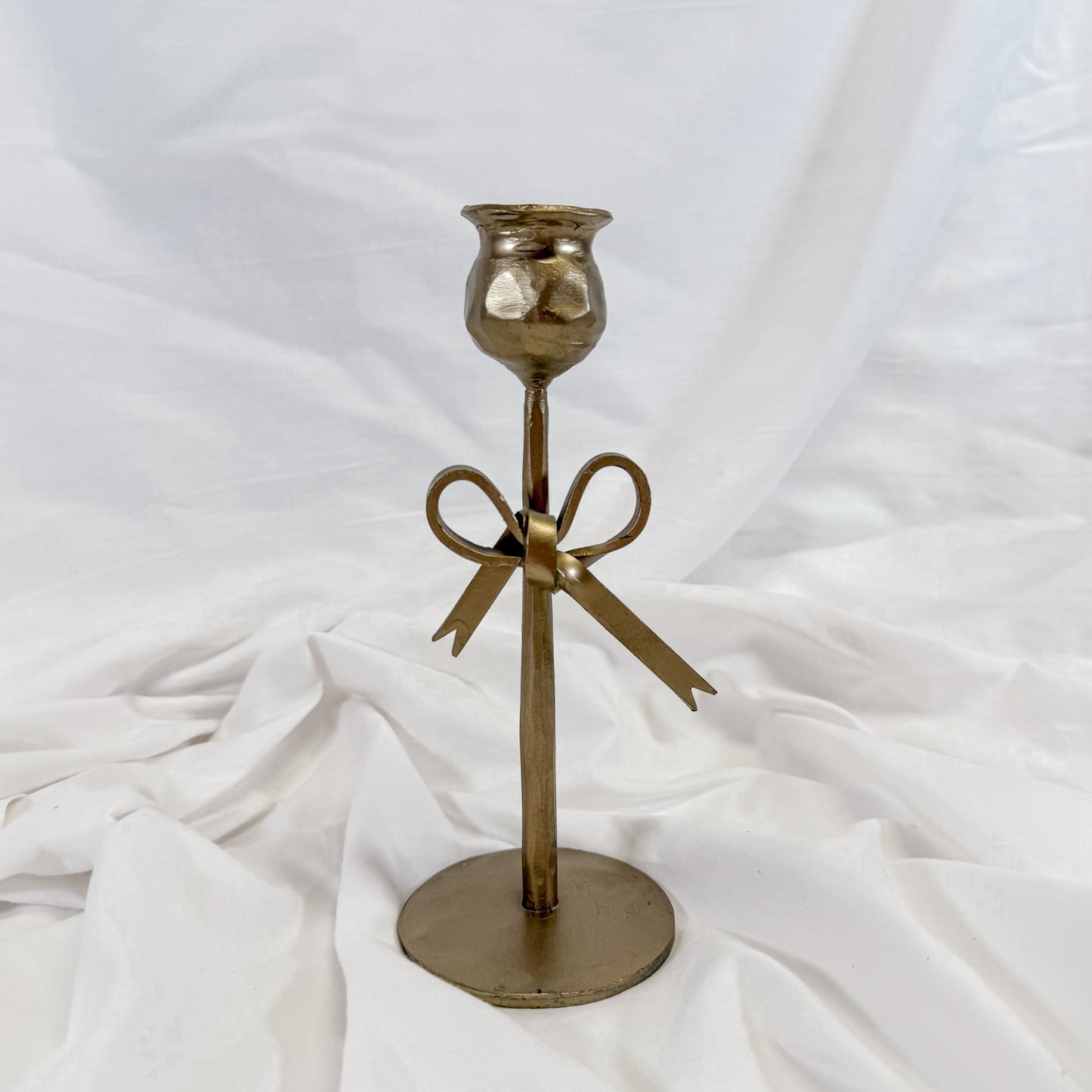 Gold Bow Candle Holder