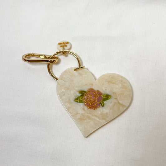 Rose Heart Bag Charm Keychain