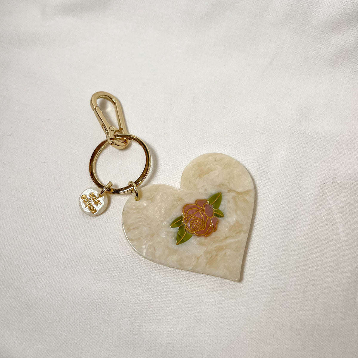 Rose Heart Bag Charm Keychain
