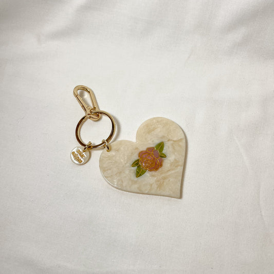 Rose Heart Bag Charm Keychain