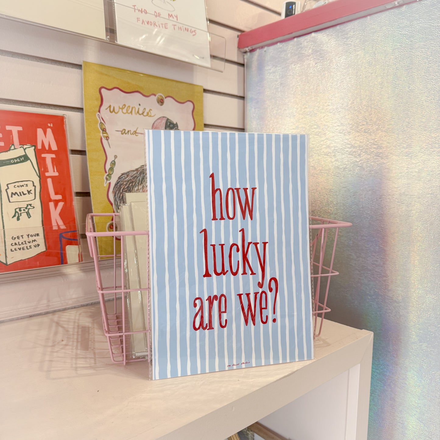 How Lucky Are We Striped Wall Art Print