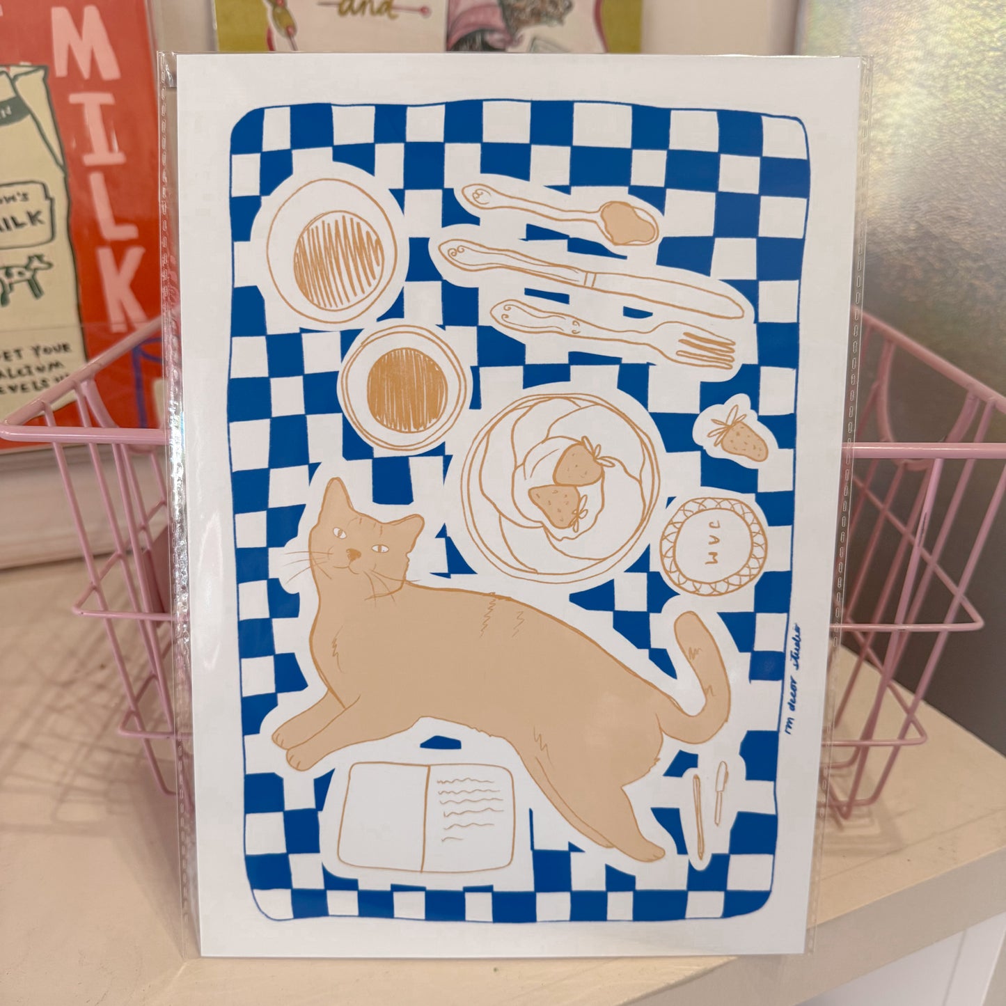 Cat Picnic Wall Art Print