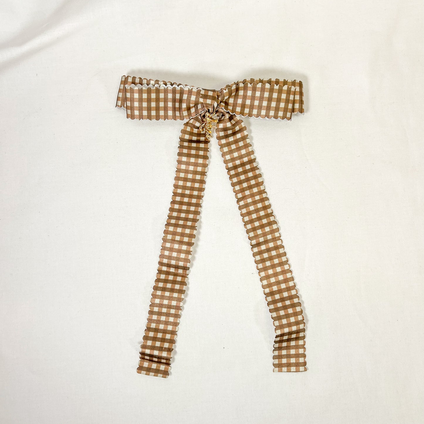 Plaid Scalloped Hair Bow