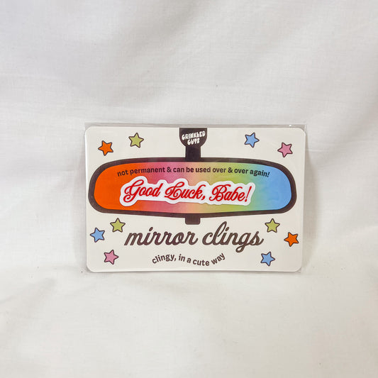 Good Luck Babe Script Car Mirror Cling