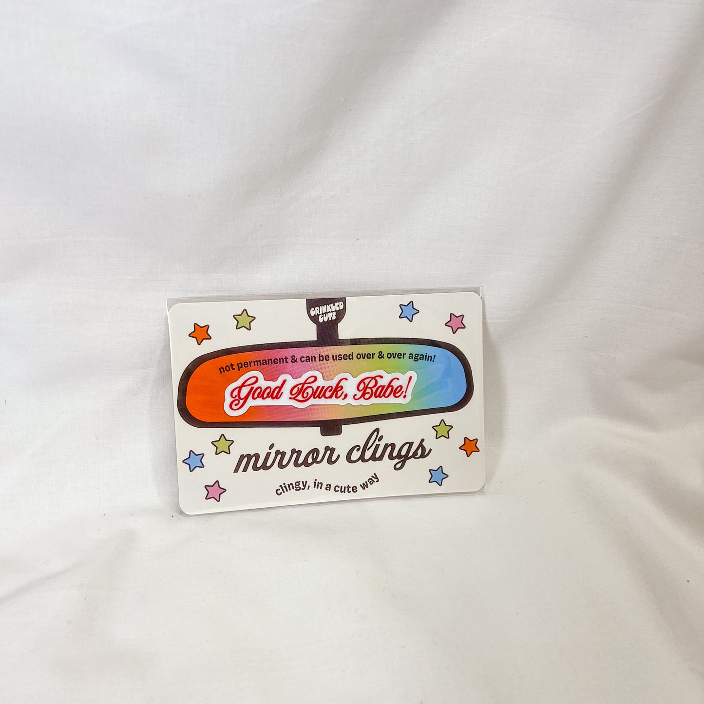 Good Luck Babe Script Car Mirror Cling