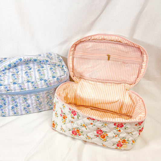 Spring Floral Jumbo Quilted Cosmetic Bag