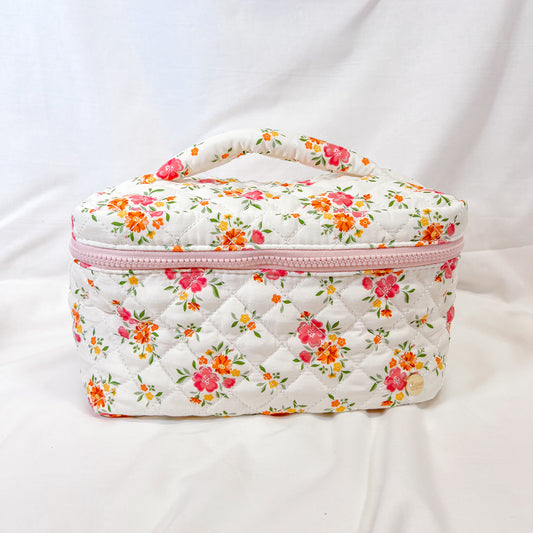 Spring Floral Jumbo Quilted Cosmetic Bag