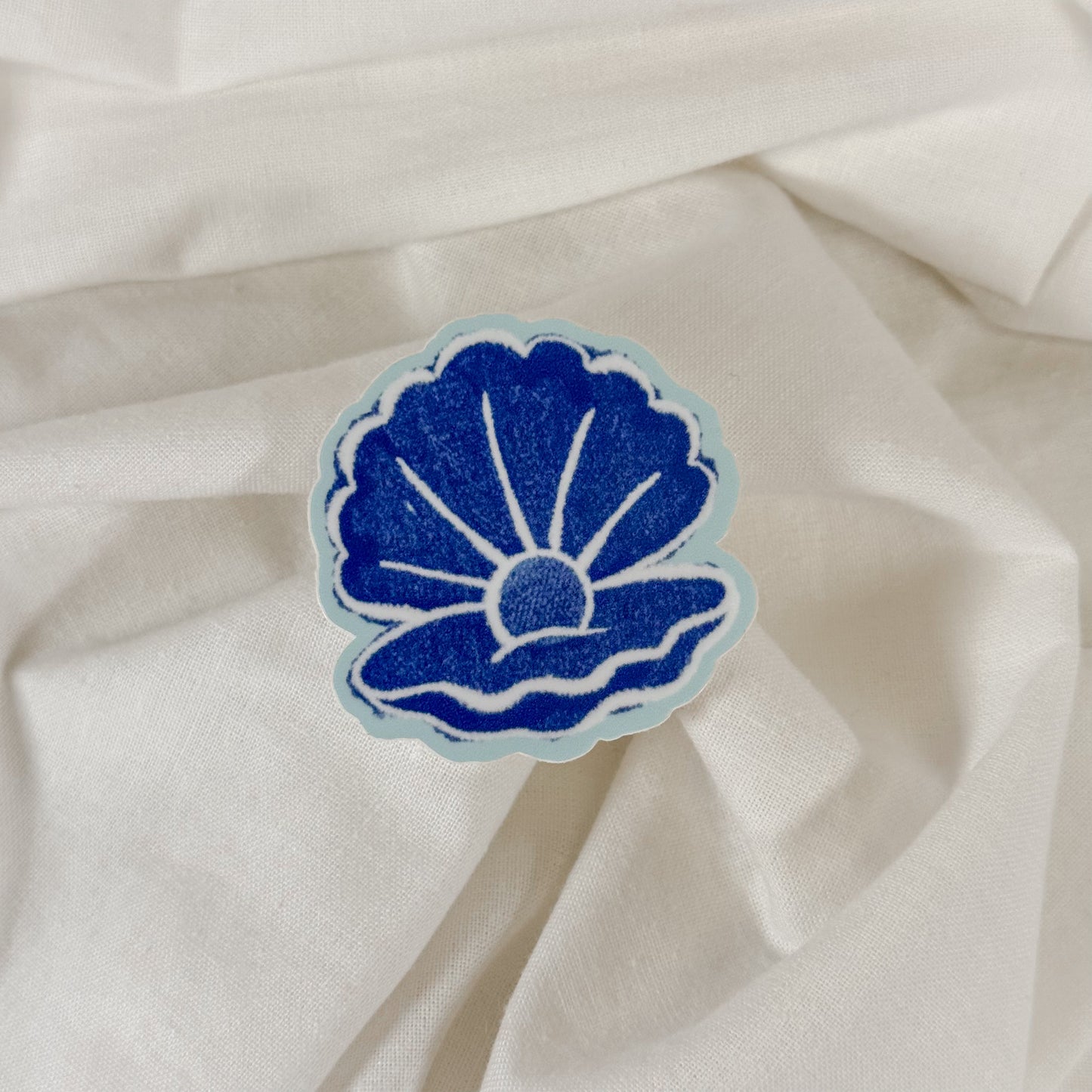 Blue Open Clam Shell Vinyl Sticker