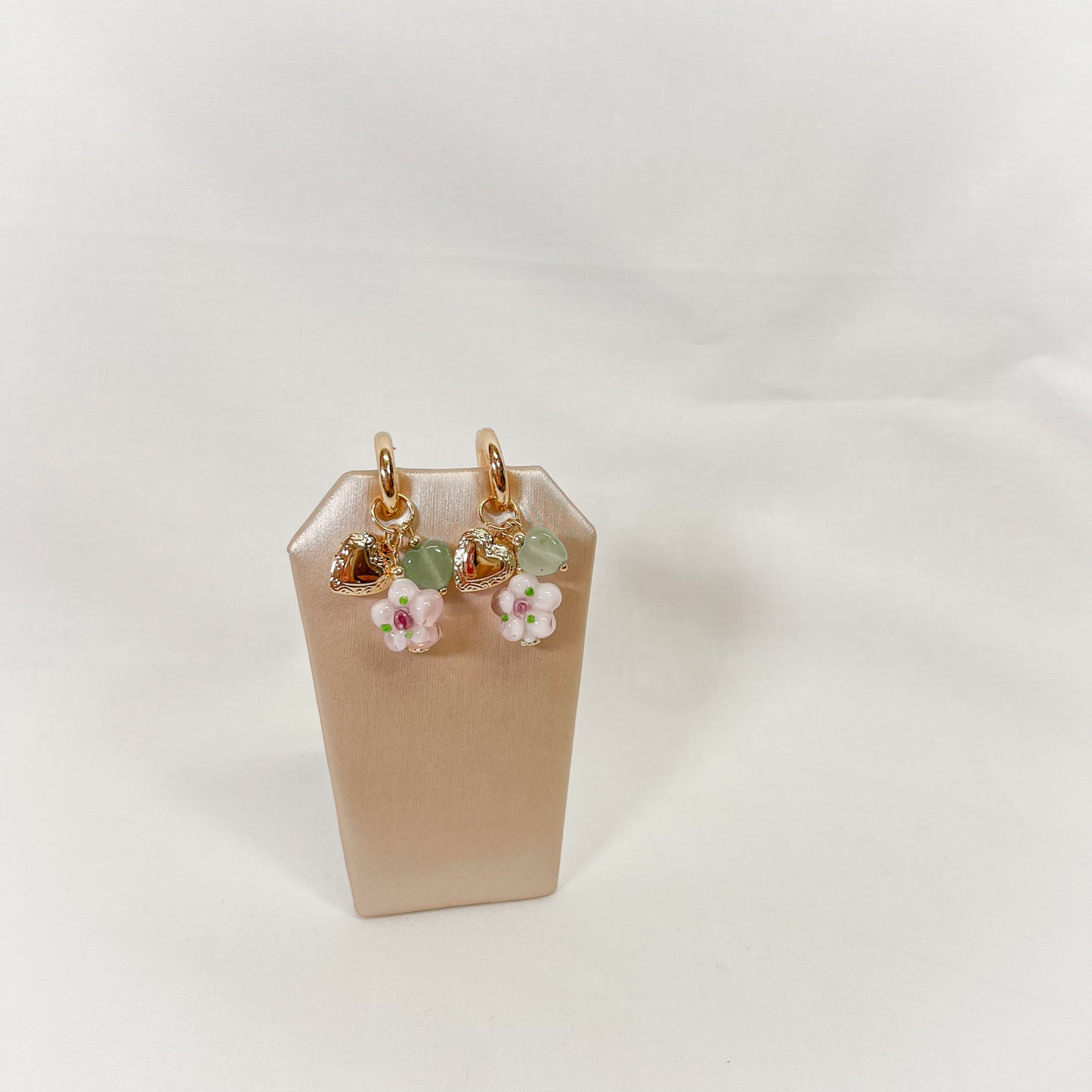 Flower Locket Huggie Hoop Earrings