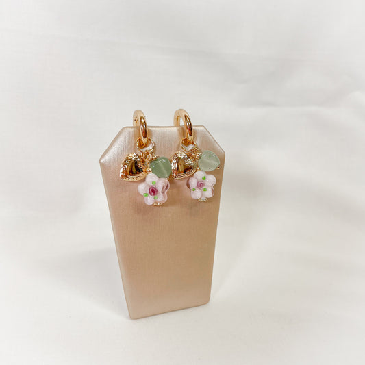 Flower Locket Huggie Hoop Earrings