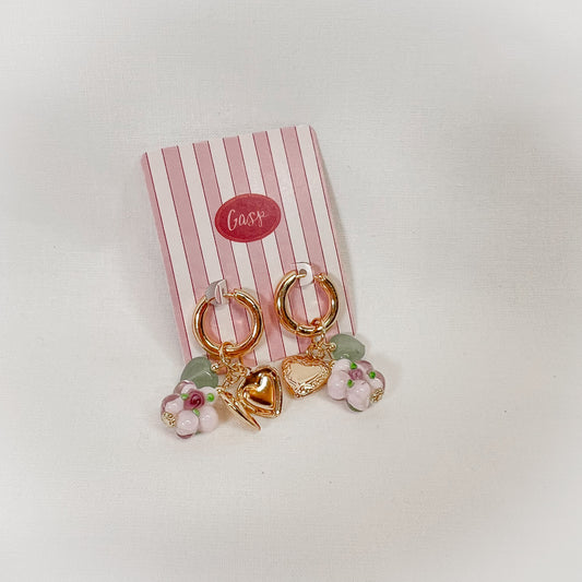 Flower Locket Huggie Hoop Earrings