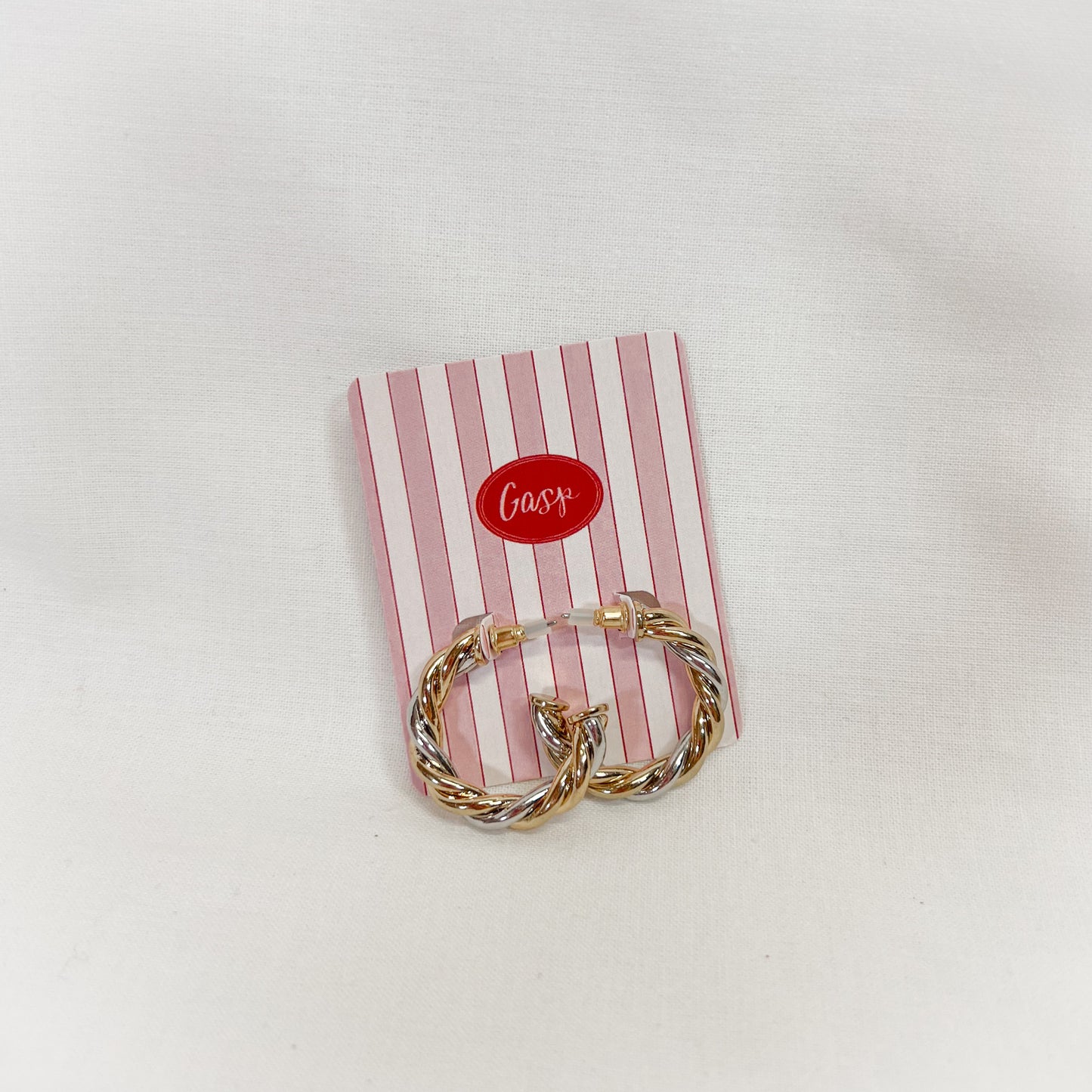 Two Toned Twist Hoop Earrings