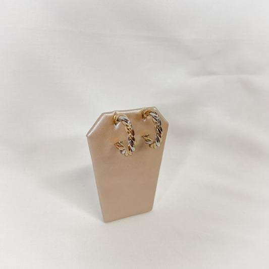 Two Toned Twist Hoop Earrings