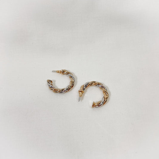Two Toned Twist Hoop Earrings