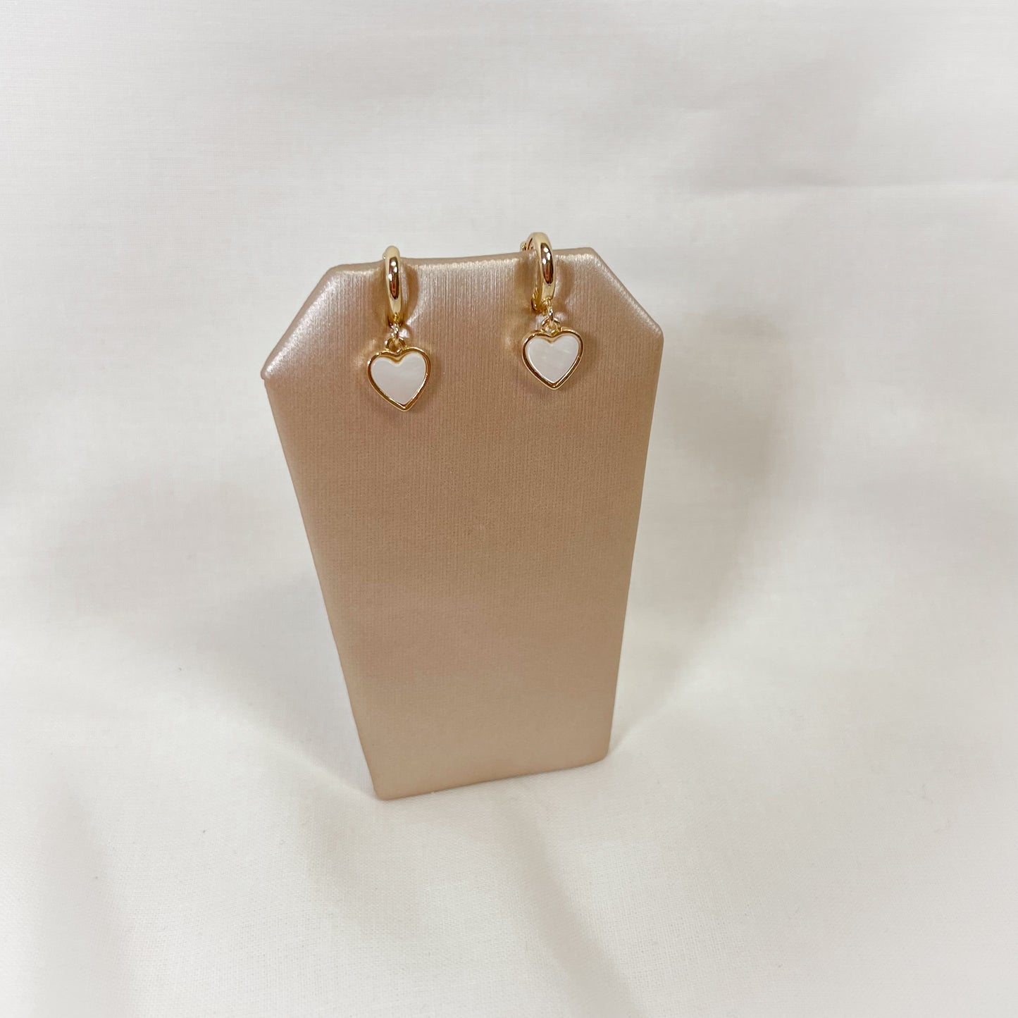 White Heart Huggie Hoop Earrings