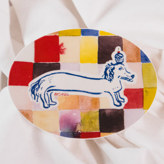 Dachshund Cupcake Vinyl Sticker
