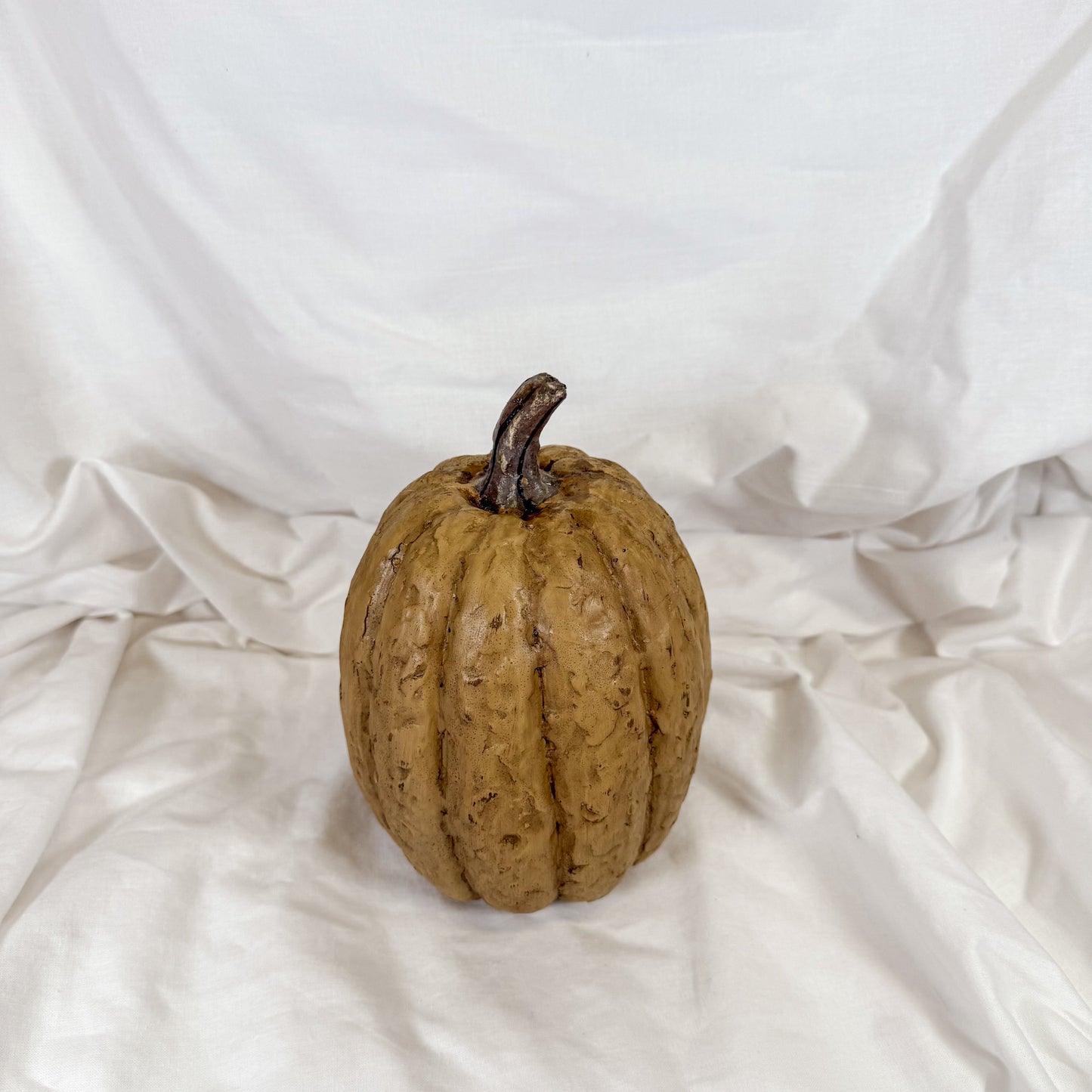 Textured Tan Decorative Pumpkin