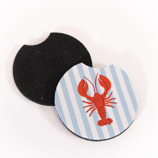 Striped Lobster Car Coaster Set