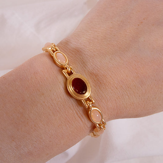 Oval Stone Chain Bracelet