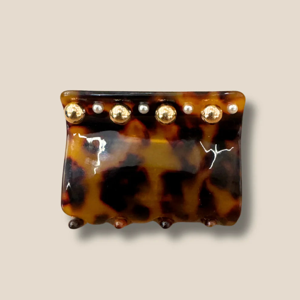 Pearled Tortoise Claw Hair Clip