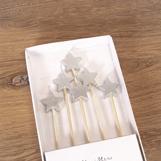 Silver Star Cake Candles By Meri Meri