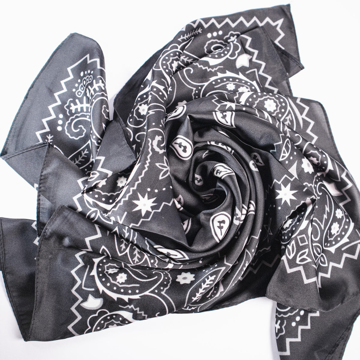 Bandana Paisley Print Satin Square Scarf