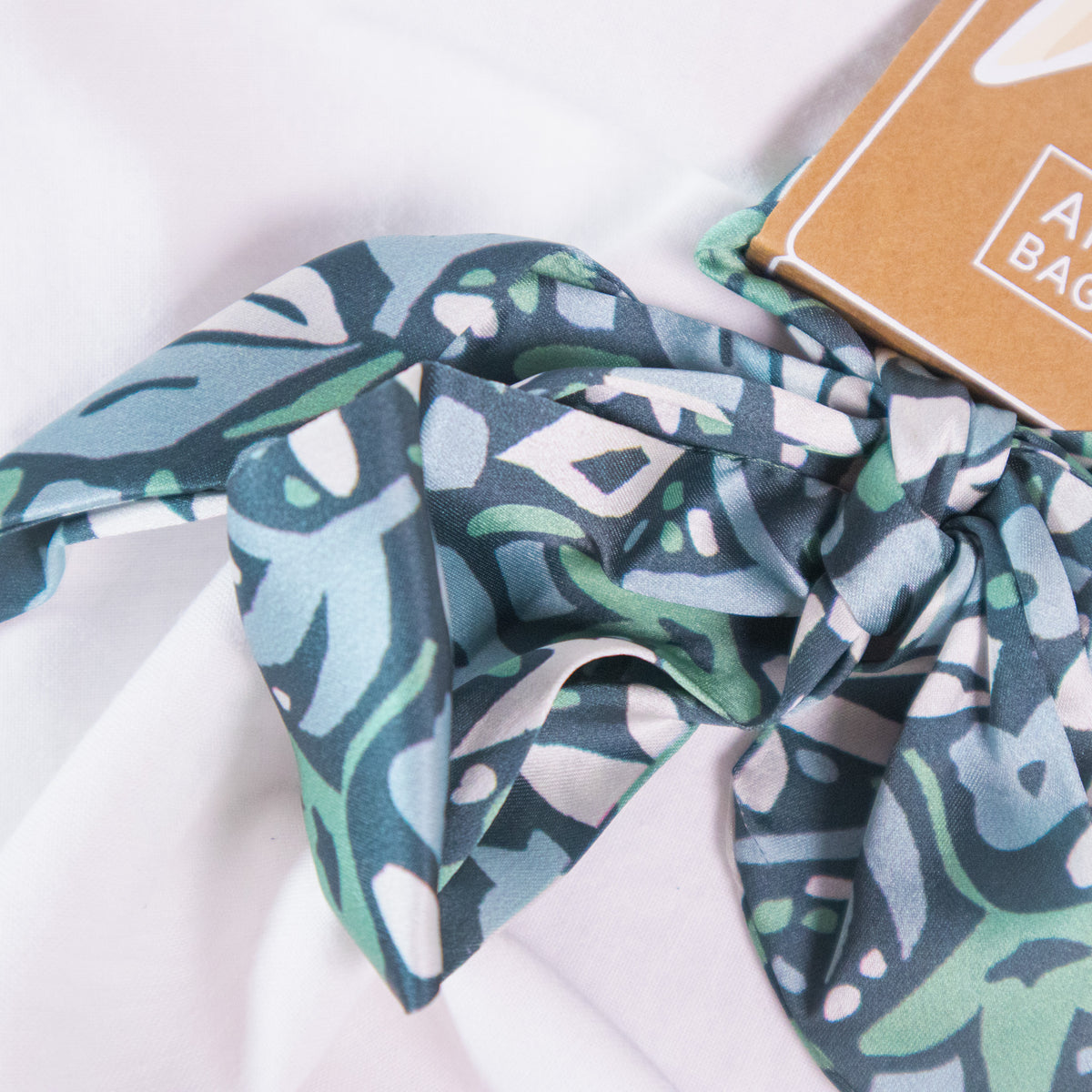 Green and Blue Floral Bag Scarf