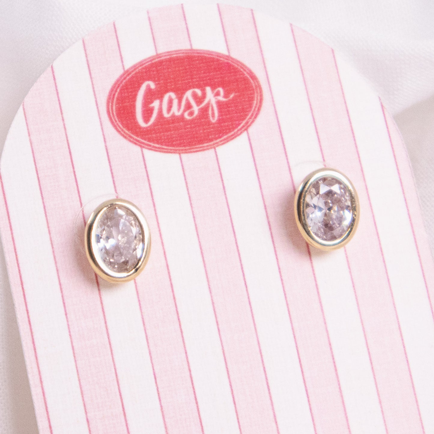 Oval Bezel Stud Earrings