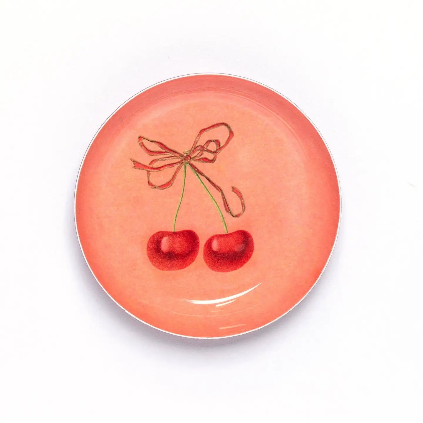 Cherry Bow Enamel Tray