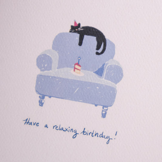 Relaxing Cat Birthday Greeting Card