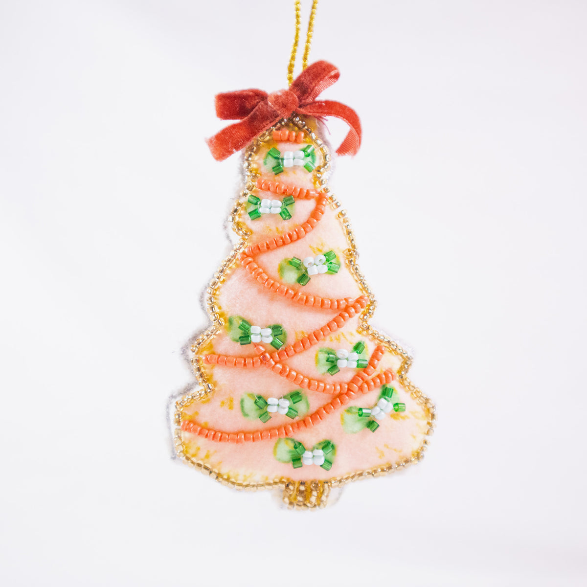 Beaded Fabric Christmas Tree Ornament