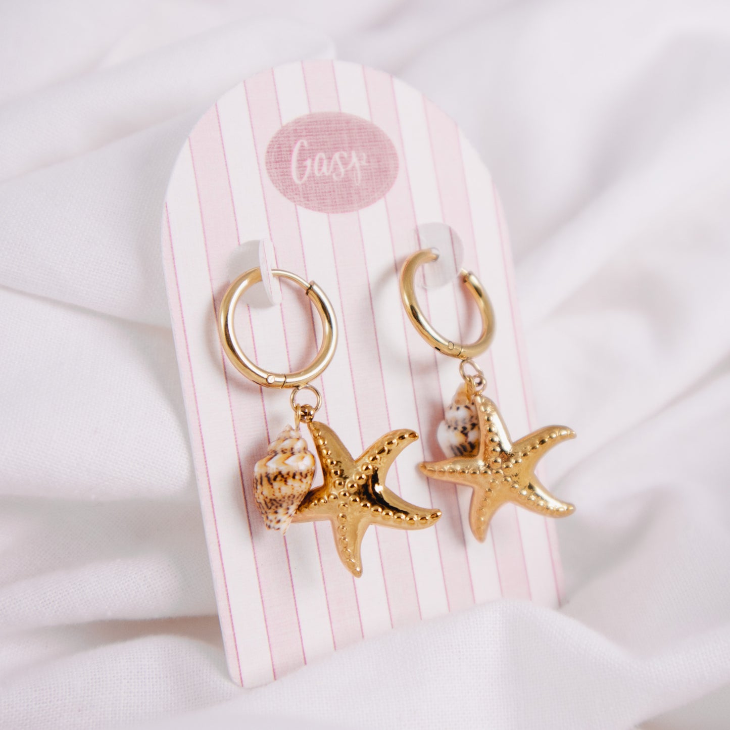 Gold Dipped Sea Charm Earrings