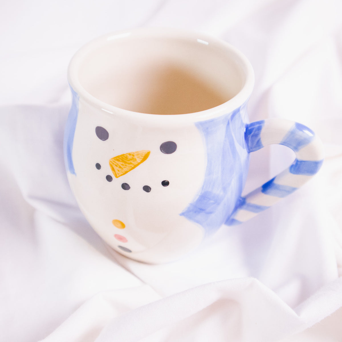 Snowman Mug with Candy Cane Handle