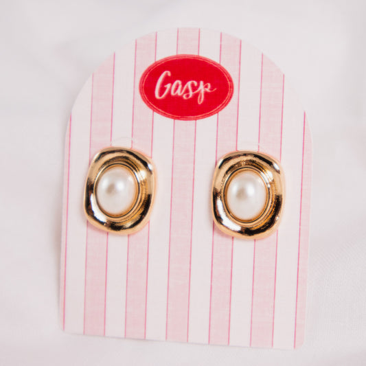 Sculpted Gold Pearl Earrings