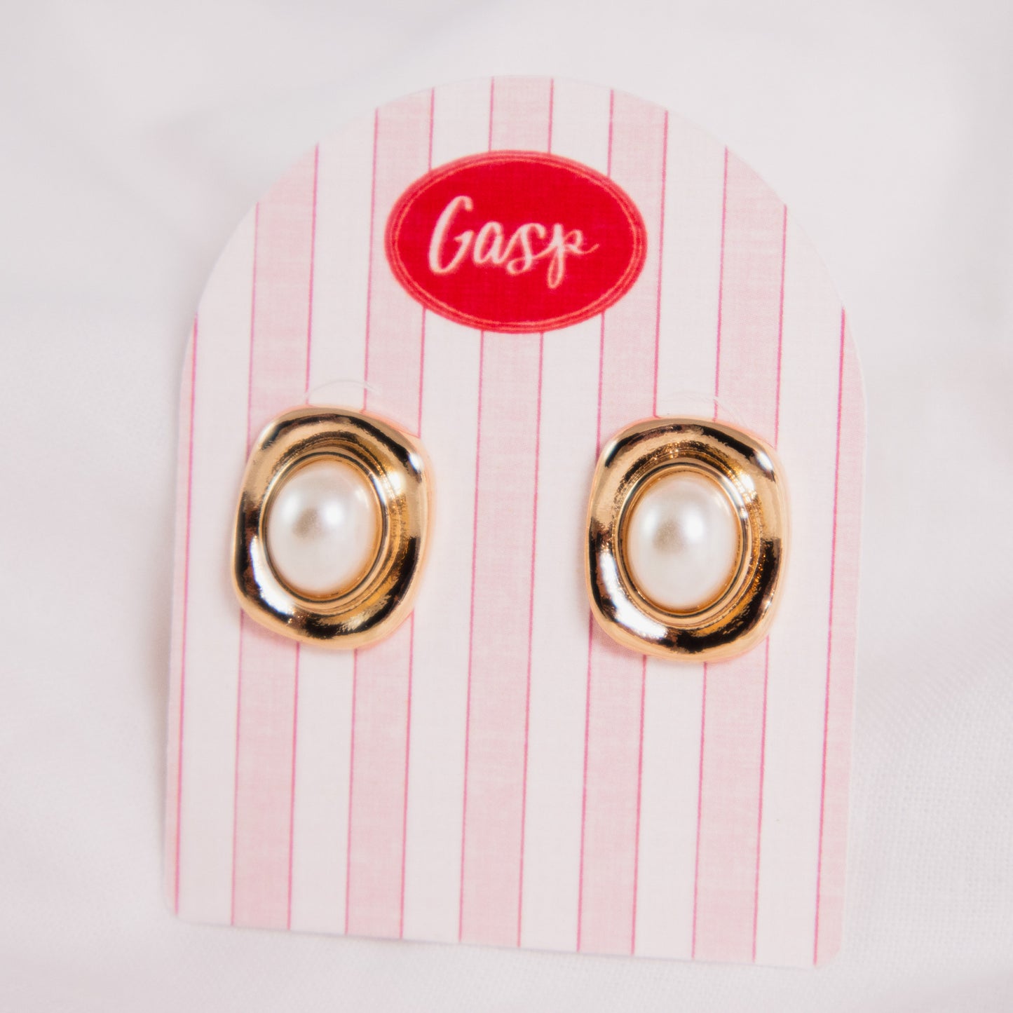 Sculpted Gold Pearl Earrings